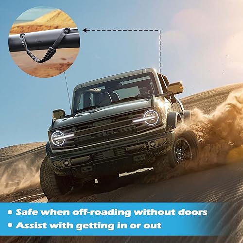 Vista 3 de SEVEN SPARTA Paquete de 4 asas de agarre compatibles con Ford Bronco 2021 2022 2023 2024 2/4 puertas, mango de agarre de paracaídas, repuesto