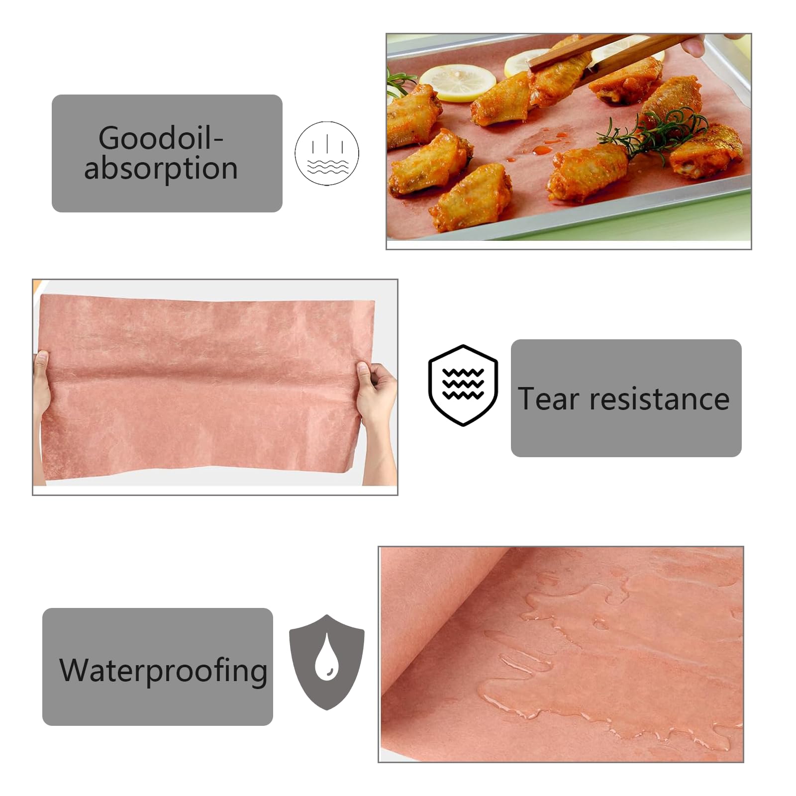 Papier papierowy, różowa, oryginalna rolka papieru pakowego, klasa spożywcza olej, pochłaniający rzeźnik, papier rzeźniczy do grilla, wędzarnia, idealny do soczystego gotowania