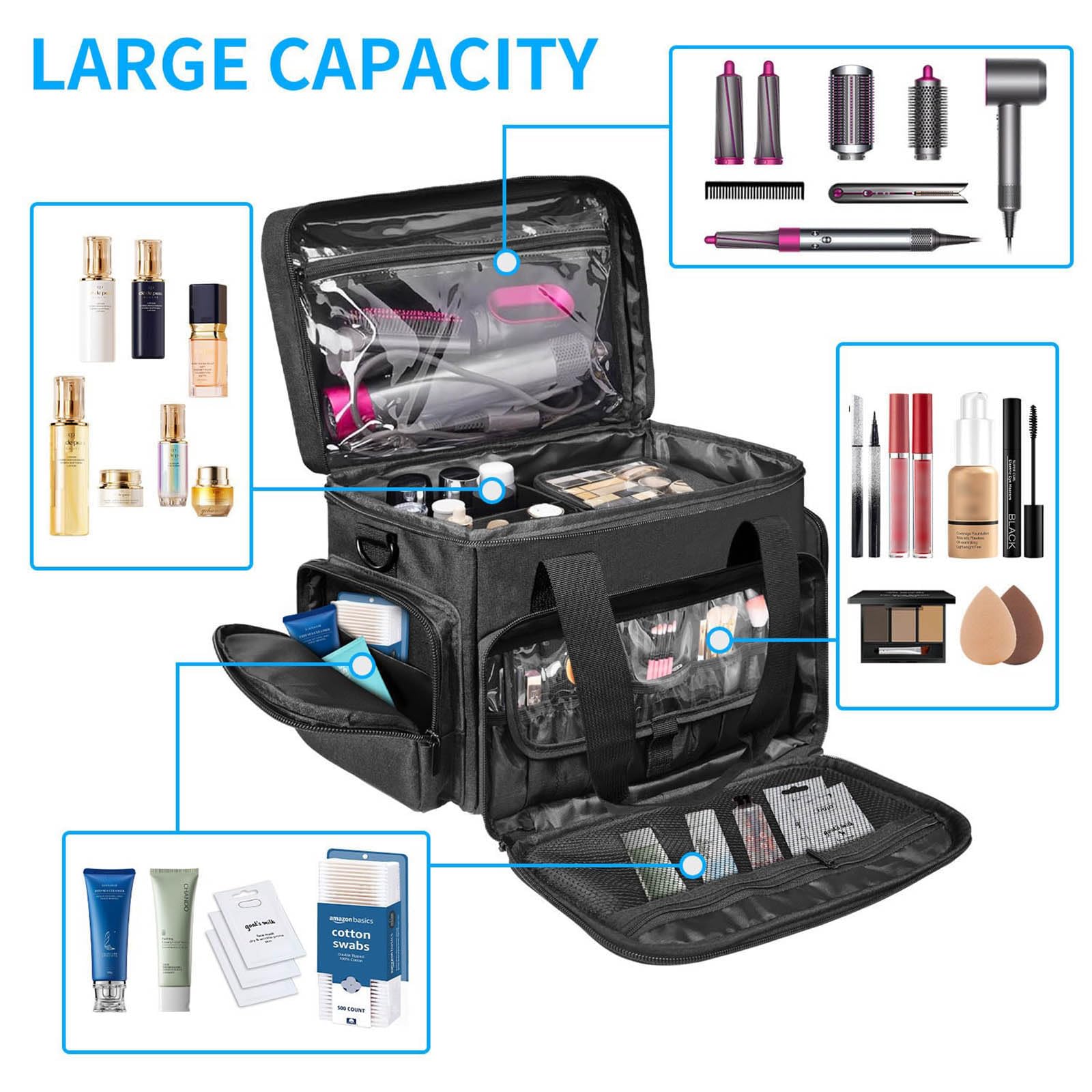 NUEAYMS Abnehmbare Make up Organizer mit großer Kapazität, wasserdichter Stoff, Kosmetik Aufbewahrungstasche für Reisen, große Kapazität, abnehmbar