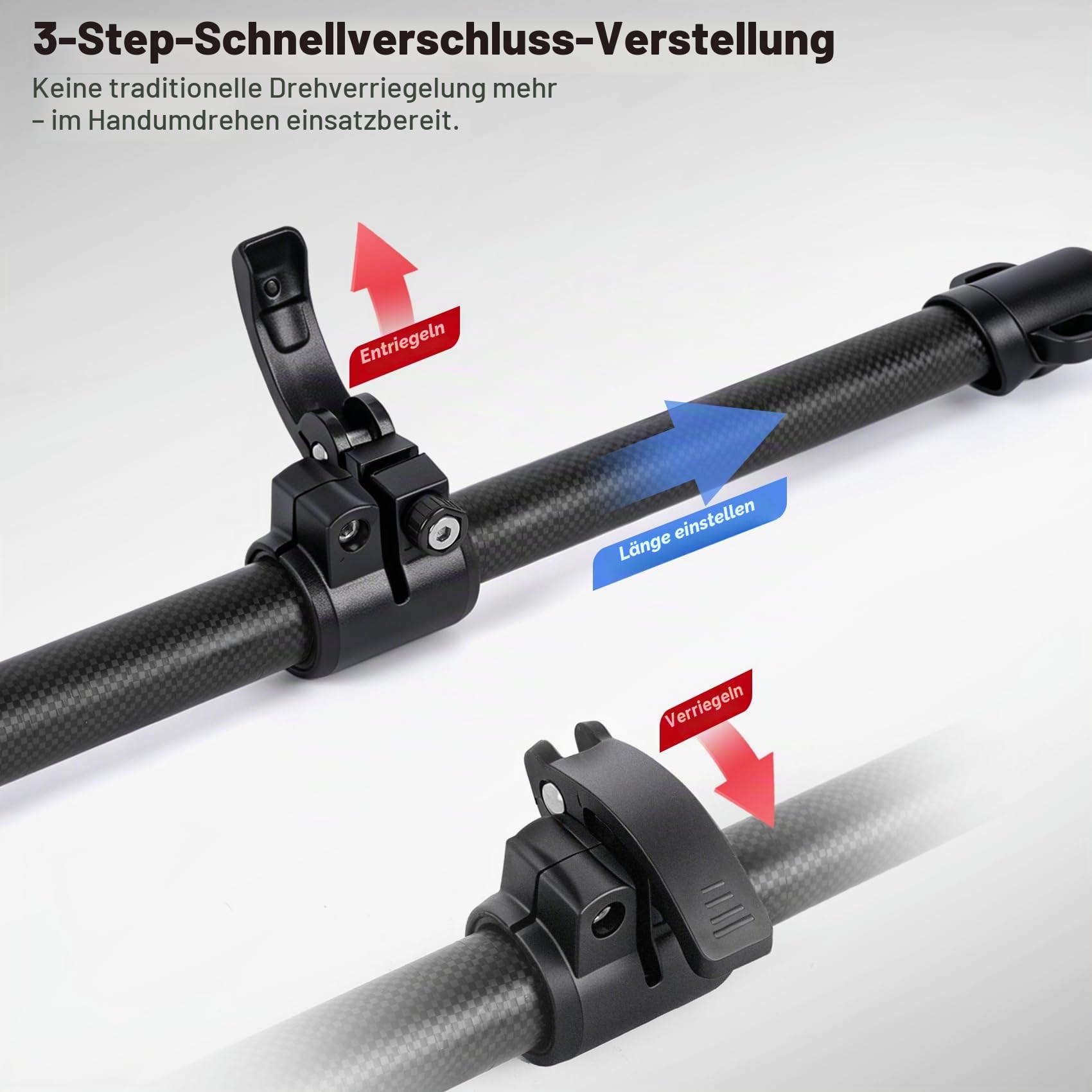 Zeltstange Teleskopstange Kohlefaser, 260 cm Teleskop Zeltstange Ultraleicht Carbon Stange, Zeltstangen Für Camping Tarps, Planen & Sonnensegel