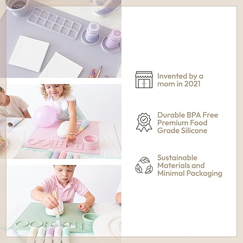 Miniatura 2 de Cheek's Paper Room -Creator - Tapete de silicona original para pintura y manualidades V.1.0 (Creamsicle) Tapete grande con limpiador de pinceles