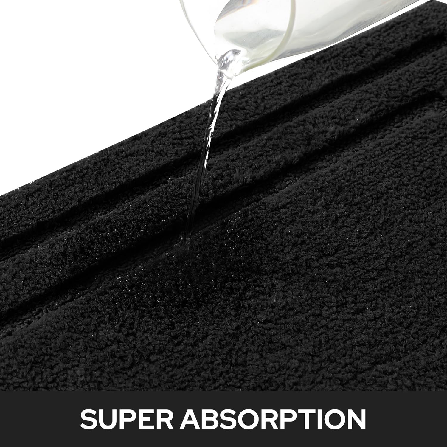 HOMEIDEAS Bathroom Rugs Sets 2 Piece, Super Soft Non Slip Bath Mat Black image 4