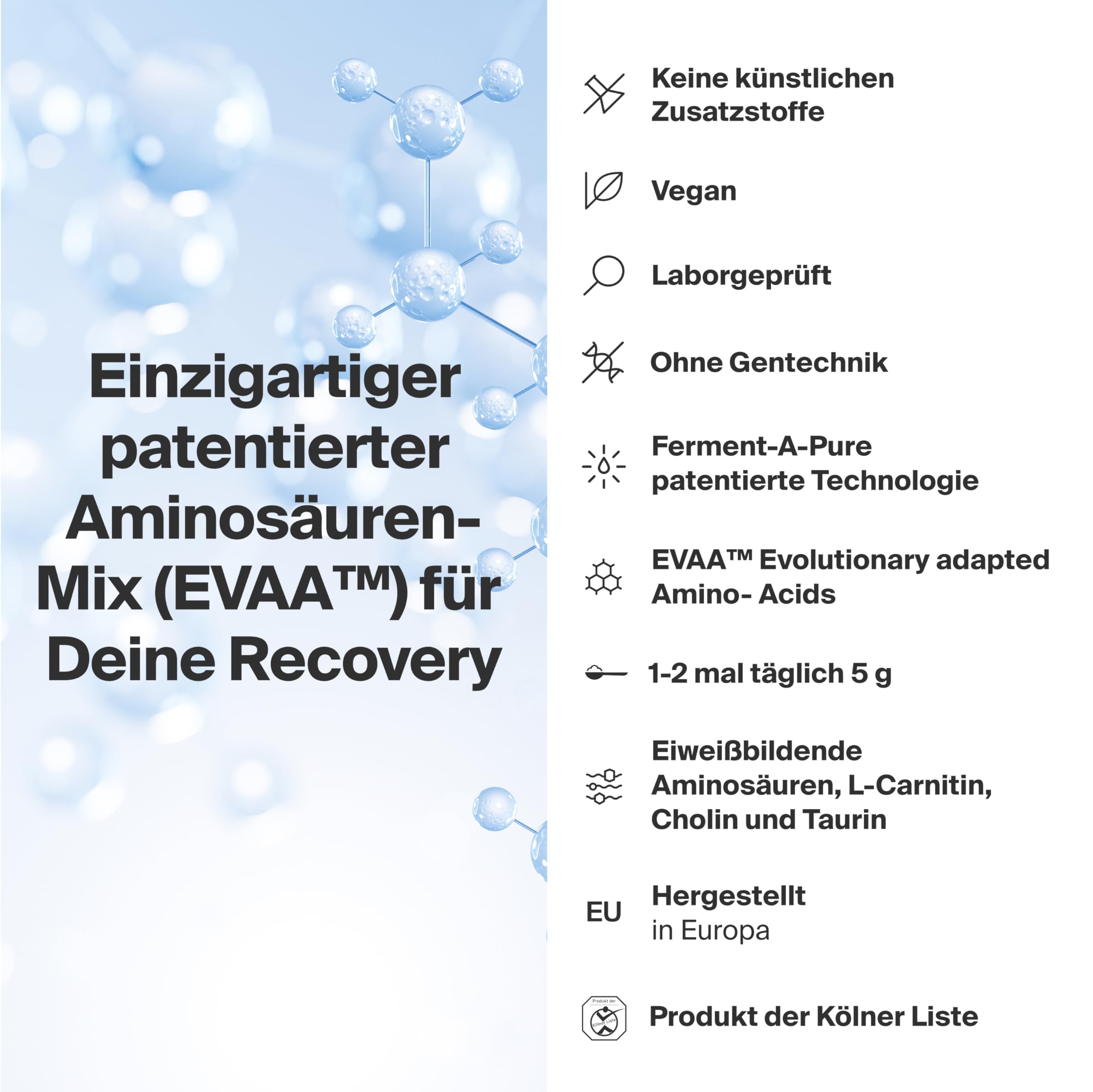 AMIN – Patentierter EVAA™ Aminosäuren-Komplex mit BCAAs & EAAs | 300g, TROPICAL | Ideal für Muskelaufbau & Regeneration | 100% Veganes Proteinpulver | <99% Reinheit, ohne Zusatzstoffe
