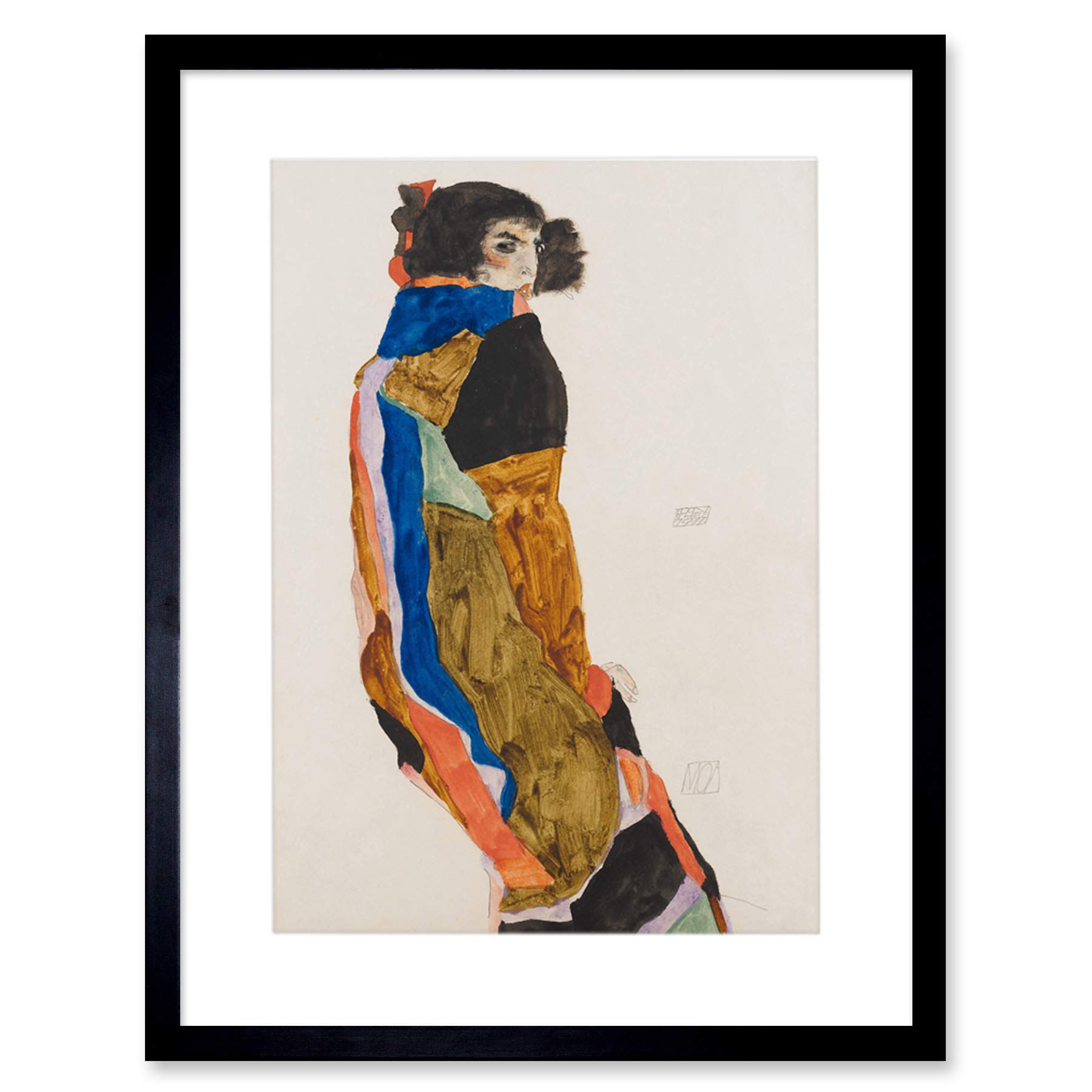 Wee Blue Coo Egon Schiele Moa Dancer Artwork Framed Wall Art Print 12X16 Inch
