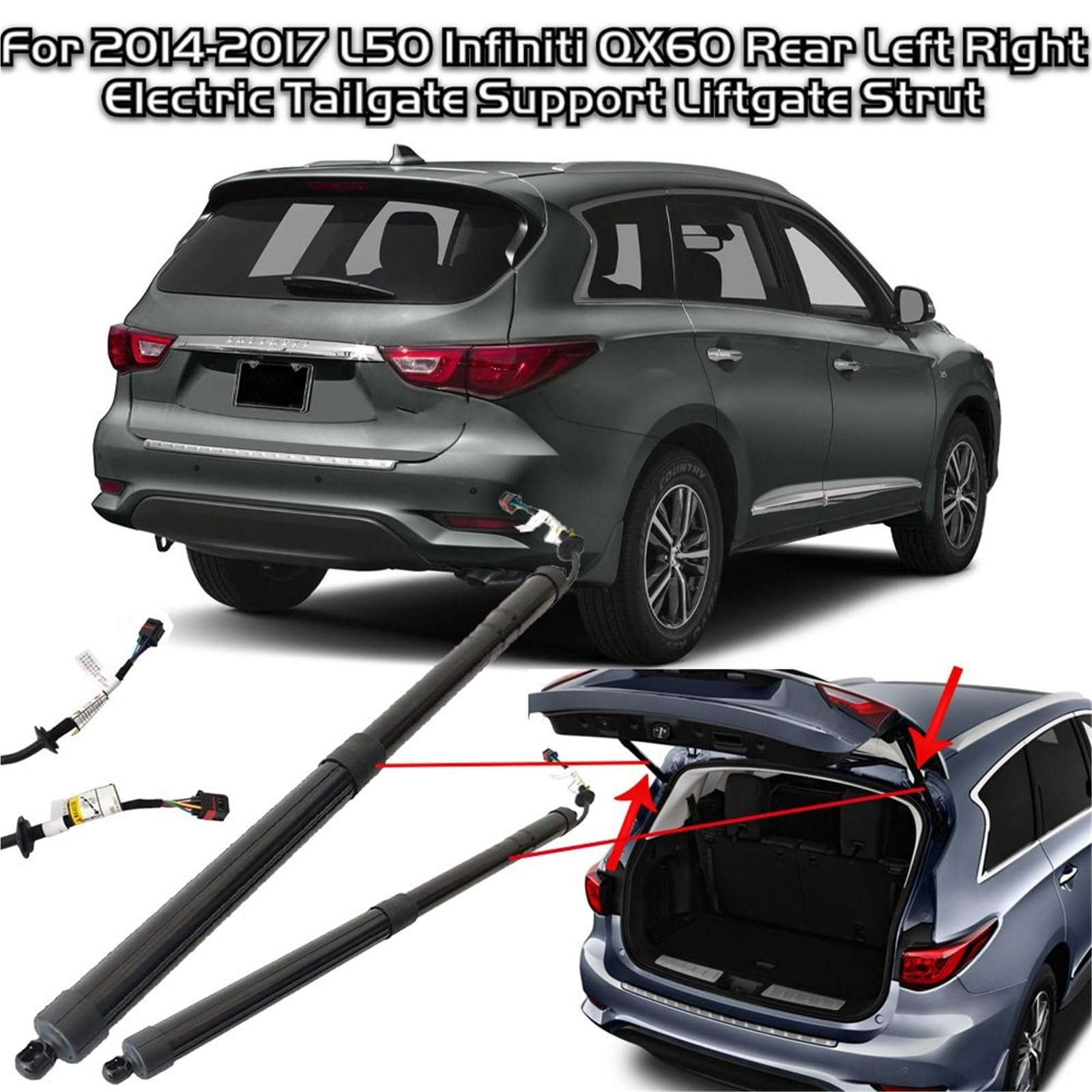 L50 pasuje do Infiniti 2014-2017 QX60 tylny lewy prawy elektryczny wspornik tylnej klapy amortyzator tylnej klapy OEM:905603JA0A Gas Struts,Gas Springs Absorber(905603JA0A 1 Pair)