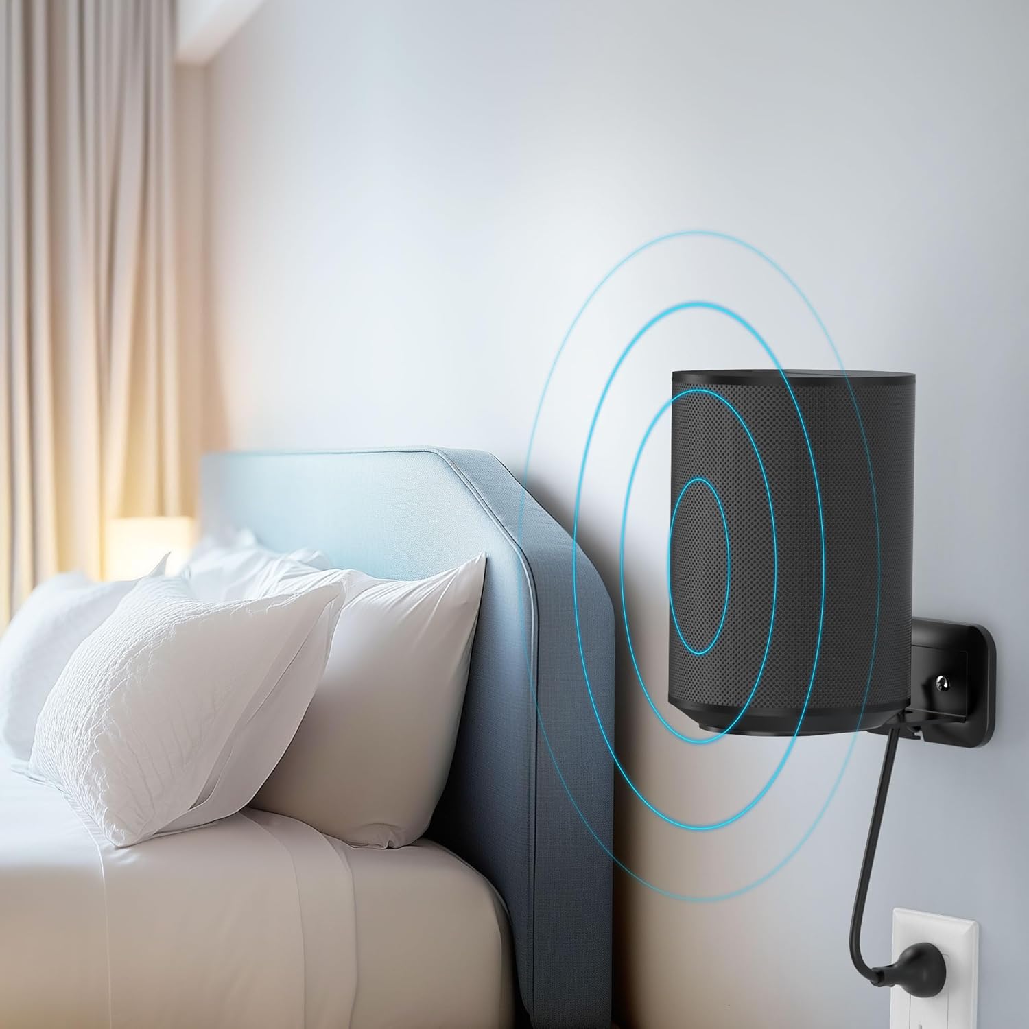 PlusAcc Wall Mount for Studio & Era 100 - Metal Space-Saving Holder Stand Bracket Shelf Compatible with Sonos Era 100 & Ech0 4th Gen, Built in Cable Management(1 Pack, Black) - Image 6