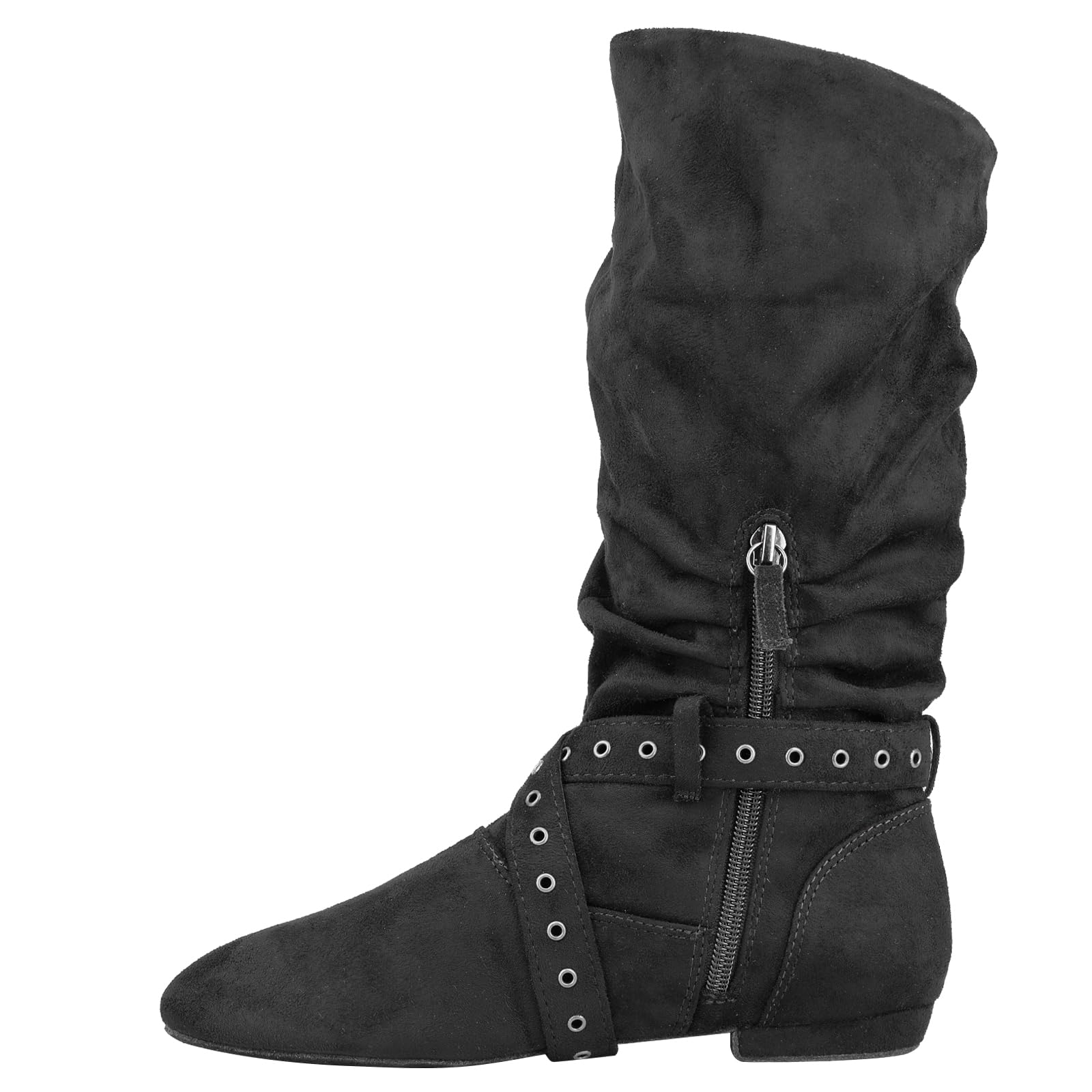 Urban Step Dance Line Shoes Suede Sole Boot Step Women Latin Dance Boots Salsa Shoe Long Warm Up Line Shoes West Coast Swing Dance Boots (Black, Adult, Women, 9, Numeric, US Footwear Size System, Medium)