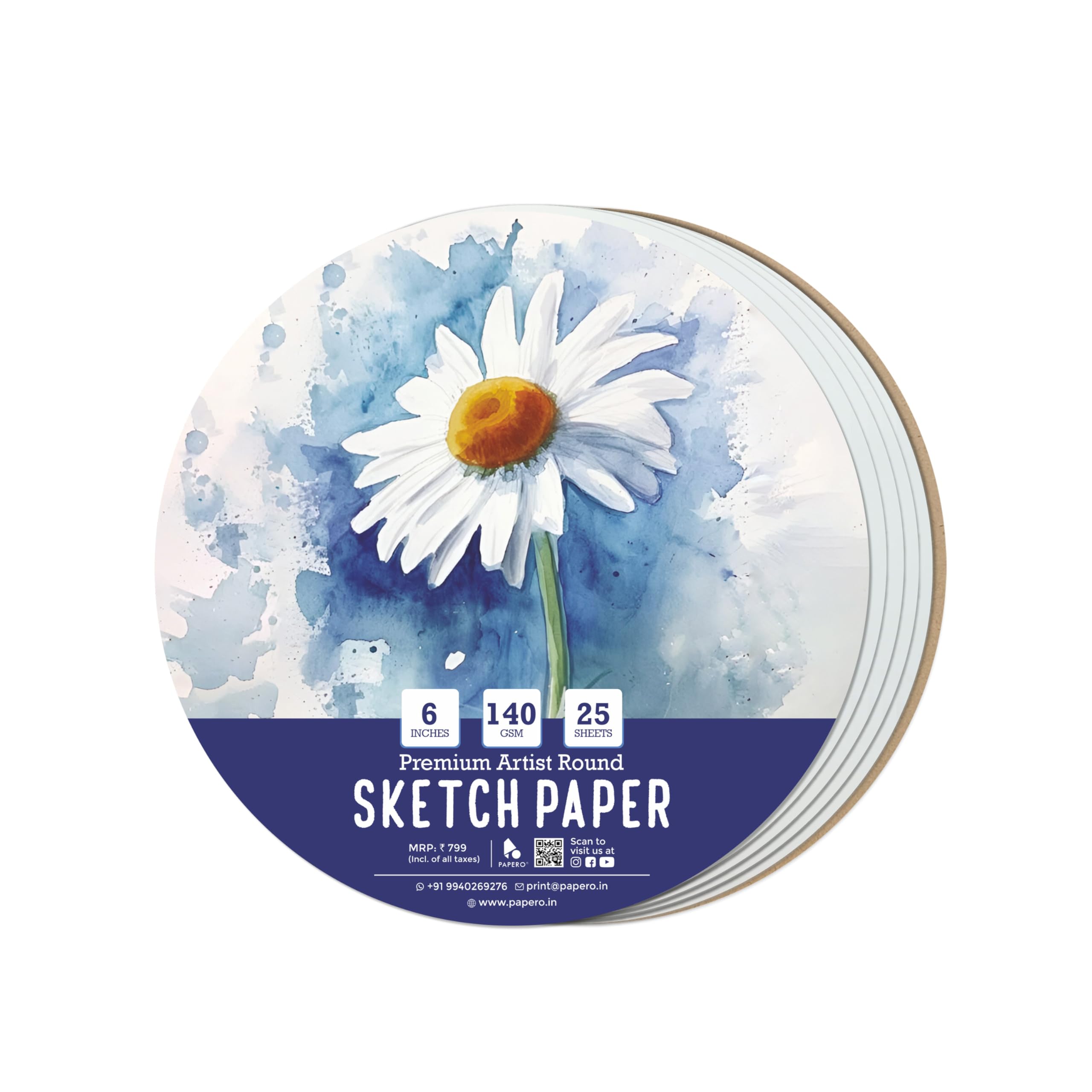 PaperO Round Loose Leaf Sketch Paper | 140 GSM | 6-Inch Diameter | 25 Sheets | Ideal for Drawing, Sketching & Designing-image-28