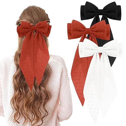 TIESOME Lazos de cinta de gasa para el cabello, 3 lazos grandes de tul para niñas, pasadores grandes para el pelo para mujeres, lazos de cinta disponible en Yaxa Costa Rica