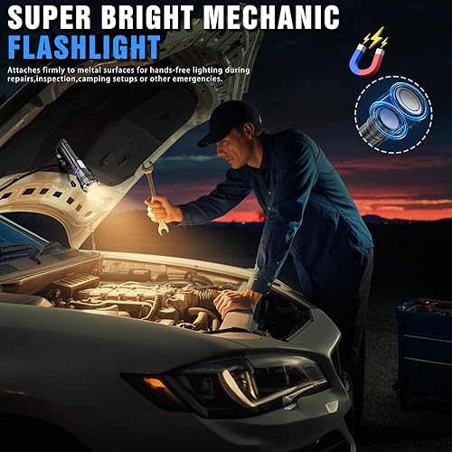 Miniatura 5 de Linterna LED súper brillante, linterna recargable de alto lúmenes, 5 modos de zoom, impermeable, para campamento, niños, adultos, al aire libre,