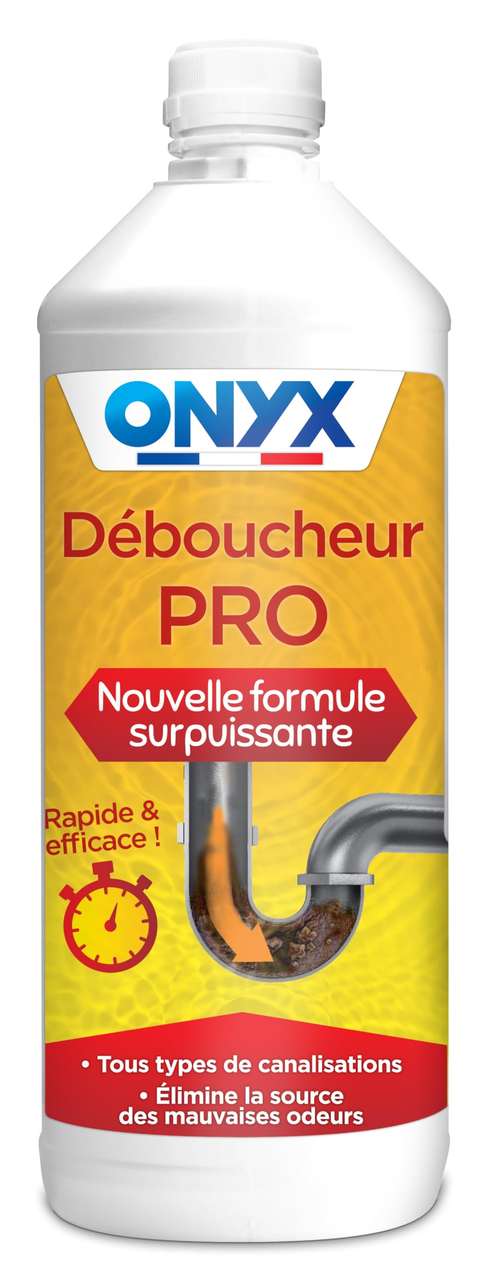 Onyx - Déboucheur Canalisation Professionnel - Formule Professionnelle & Surpuissante - Rapide et efficace - Fabrication Française - 1L