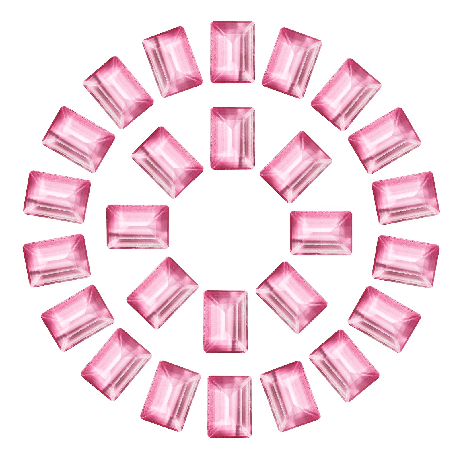 sourcing map 50 Pcs Rectangle Pointed Back Rhinestone, 8x10mm Mini Clear Pointed Back Rhinestone Square Faceted Gems Crystal Glass Beads for Jewelry Making DIY Crafts Nail Art, Rose Red