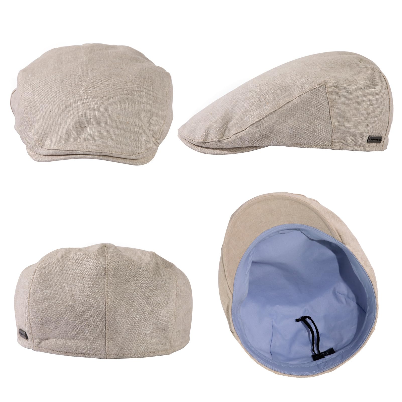 TOP-EX M/L/XL/XXL100% lino gorro de hombre boina de verano gorra de visera Newsboy Cap