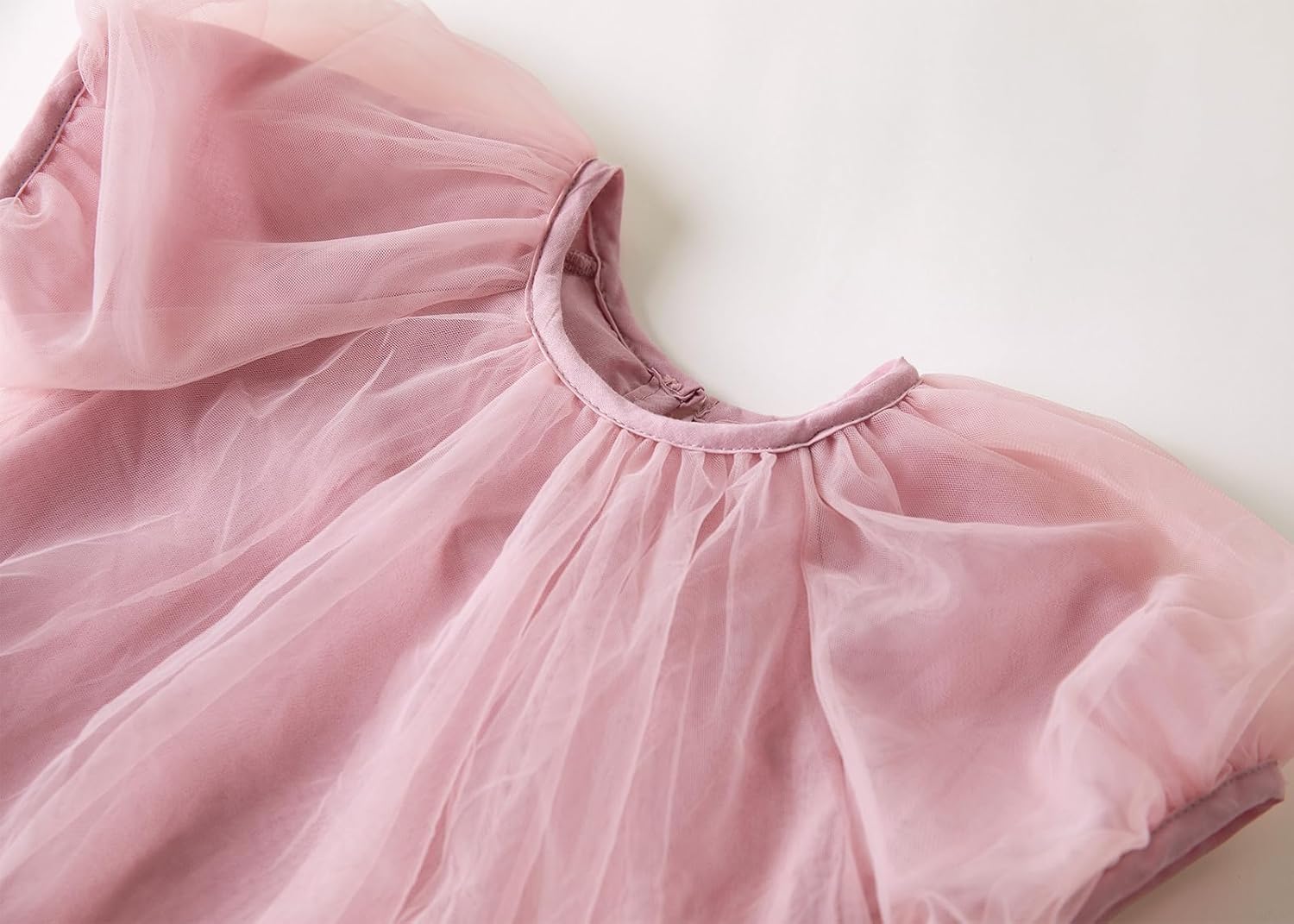 Rysly Toddler Girls' A-Line Tulle Party Dress with Bubble Sleeves Cotton Lining Flowy Layered Play Dress for Kids - Image 4