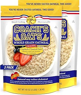 Coach's Oats Whole Grain Oatmeal 3 lbs (48 oz) Pack of 2 | Steel Cut Texture, Ready in 3 to 5 Minutes | Enjoy the Perfect Start to Your Day
