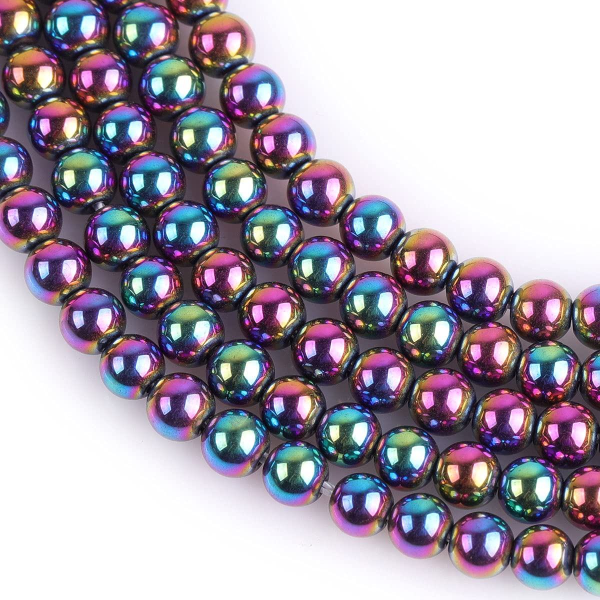 GEM-Inside Natural 4mm Non-Magnetic Multicolor Metallic Coated Hematite Round Gemstone Semi Precious Loose Beads for Jewellery Making 15'' - Image 4