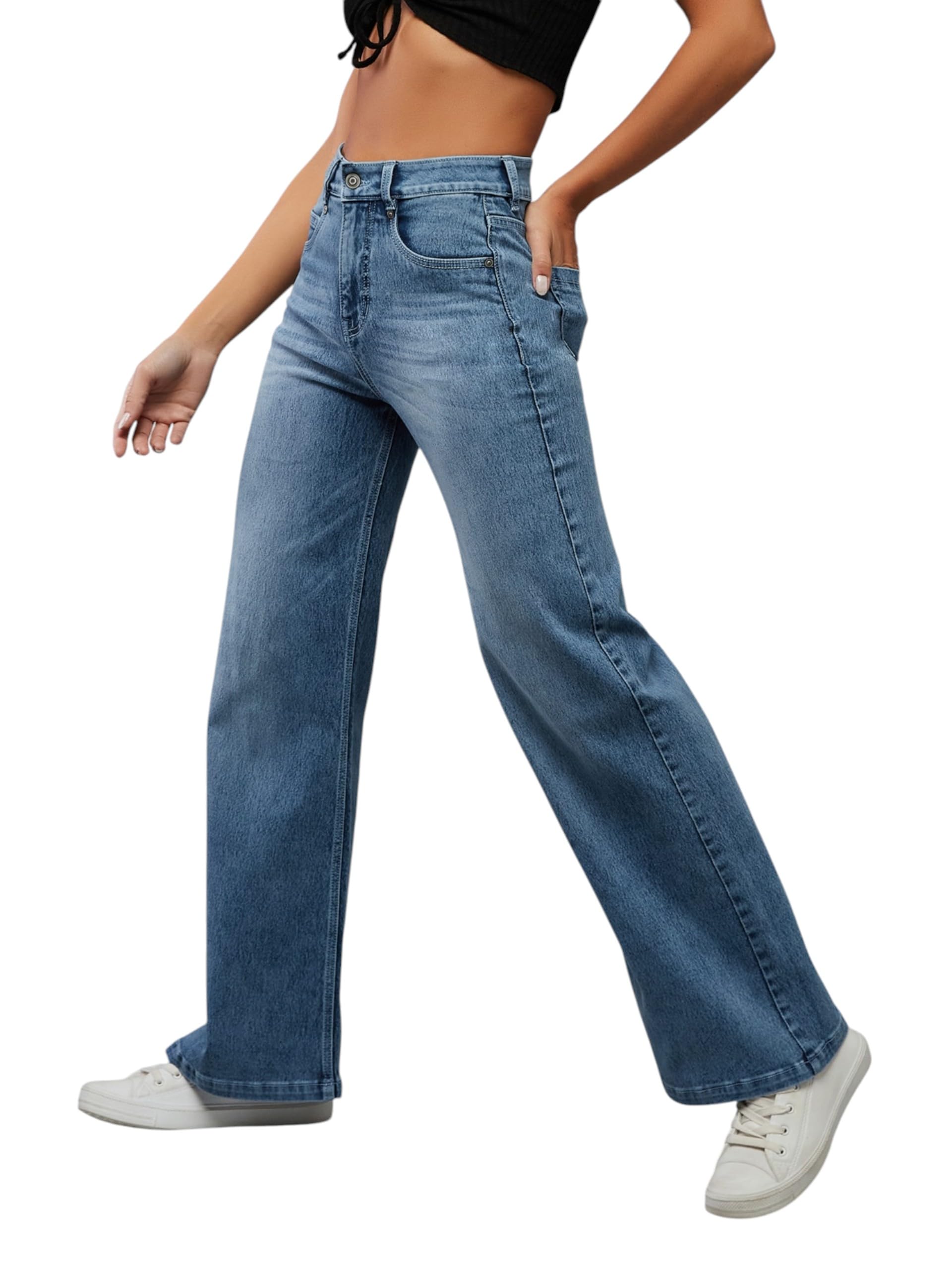 dolce crudo Women's Wide Leg High Rise Stretchable Jeans-picture-19
