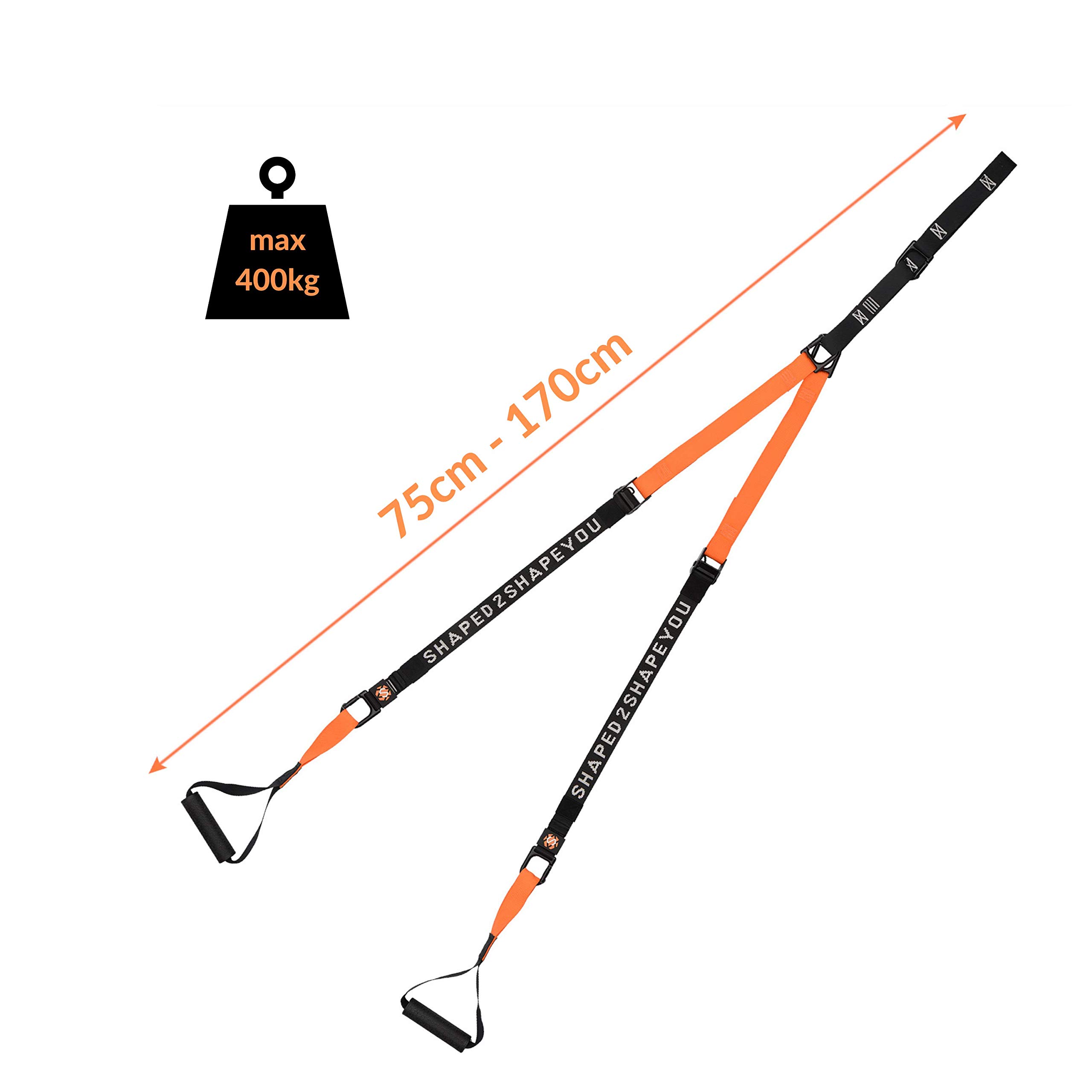Premium Sling Trainer Set Suspension Trainer mit Handtuch, Rucksackbeutel und Trainingsbuch - Schlingentrainer für Functional Training mit Türanker + Qualitätszertifikat