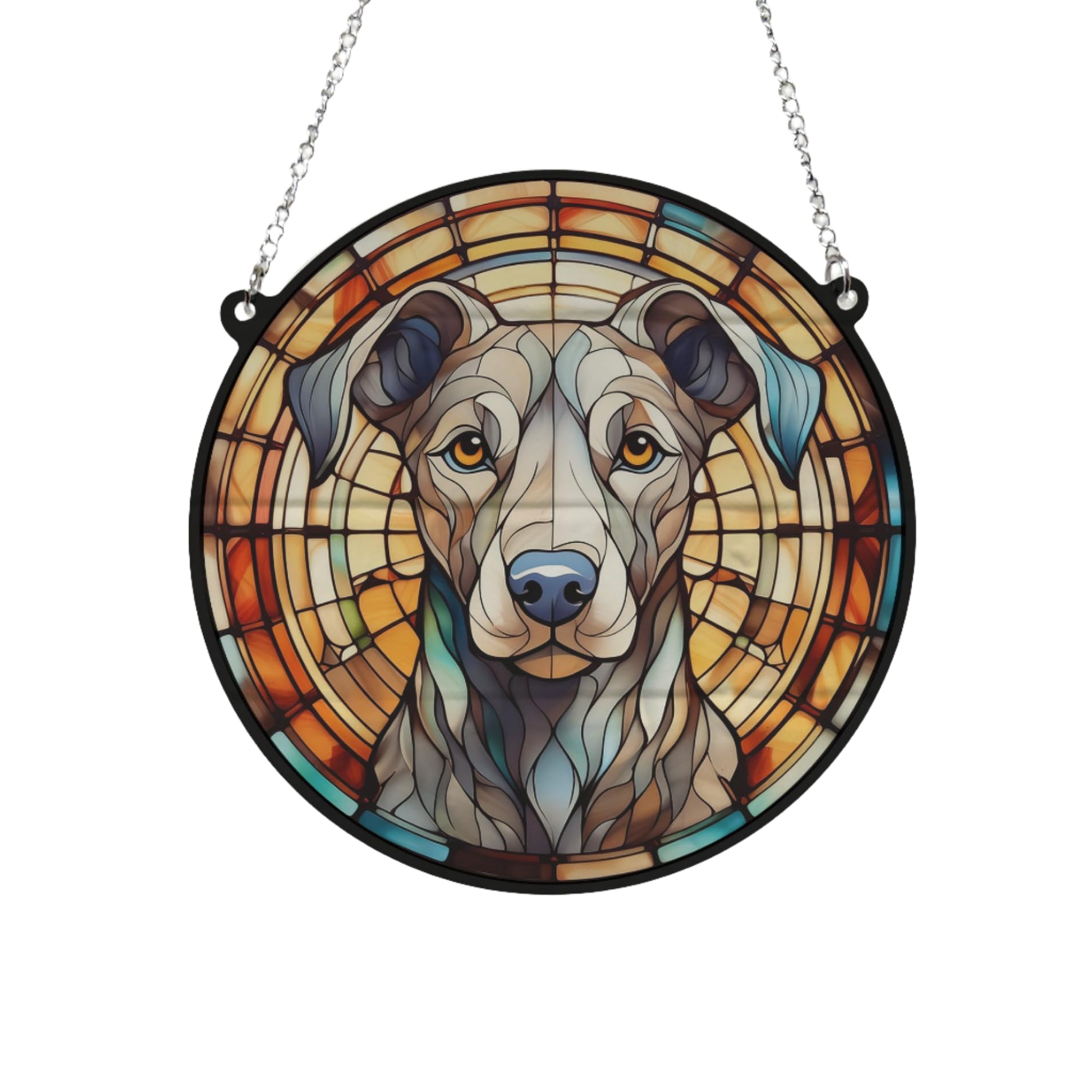 Greyhound Grey Stained Glass Effect Suncatcher Gift for Dog Lovers - 13cm