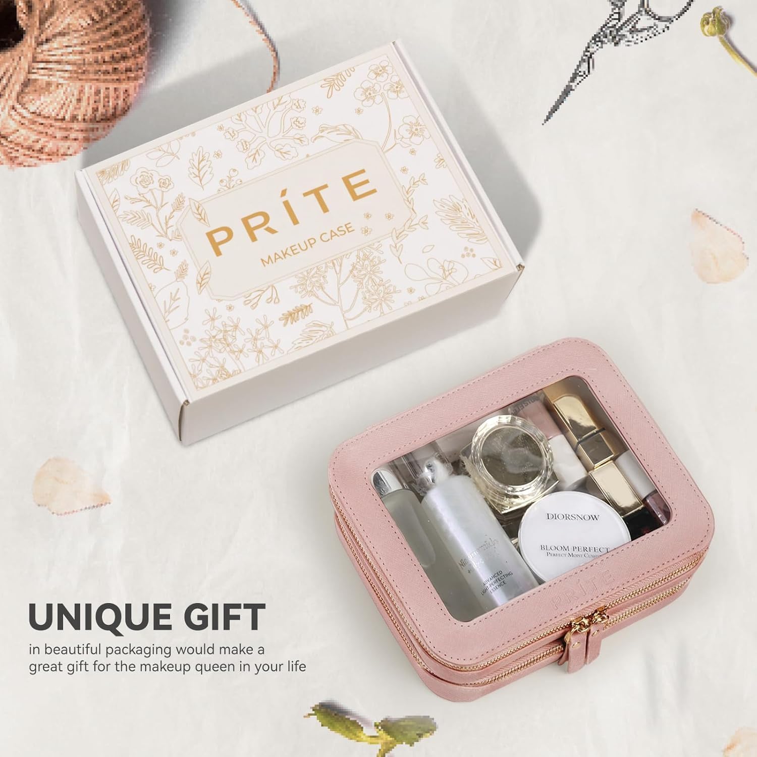 Prite Neceser Transparente De Maquillaje para Viajes | Cuatro Tamaños, Resistente Al Agua, Homologado TSA, Transparente, Artículos Para Automoción, Piel Vegana, PVC Transparente