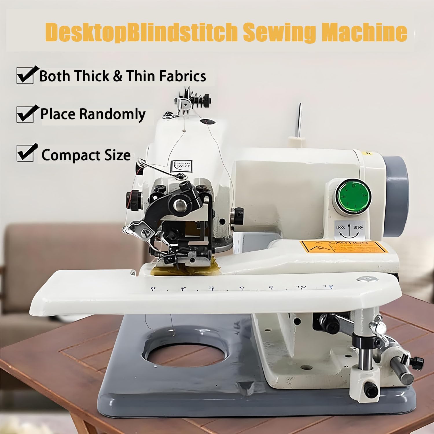 Máquina de Coser de sobremesa portátil con puntada Invisible, Mesa ancha, Longitud de puntada de 3 a 8 mm, Ideal para puños, bajos de Pantalones y Faldas.