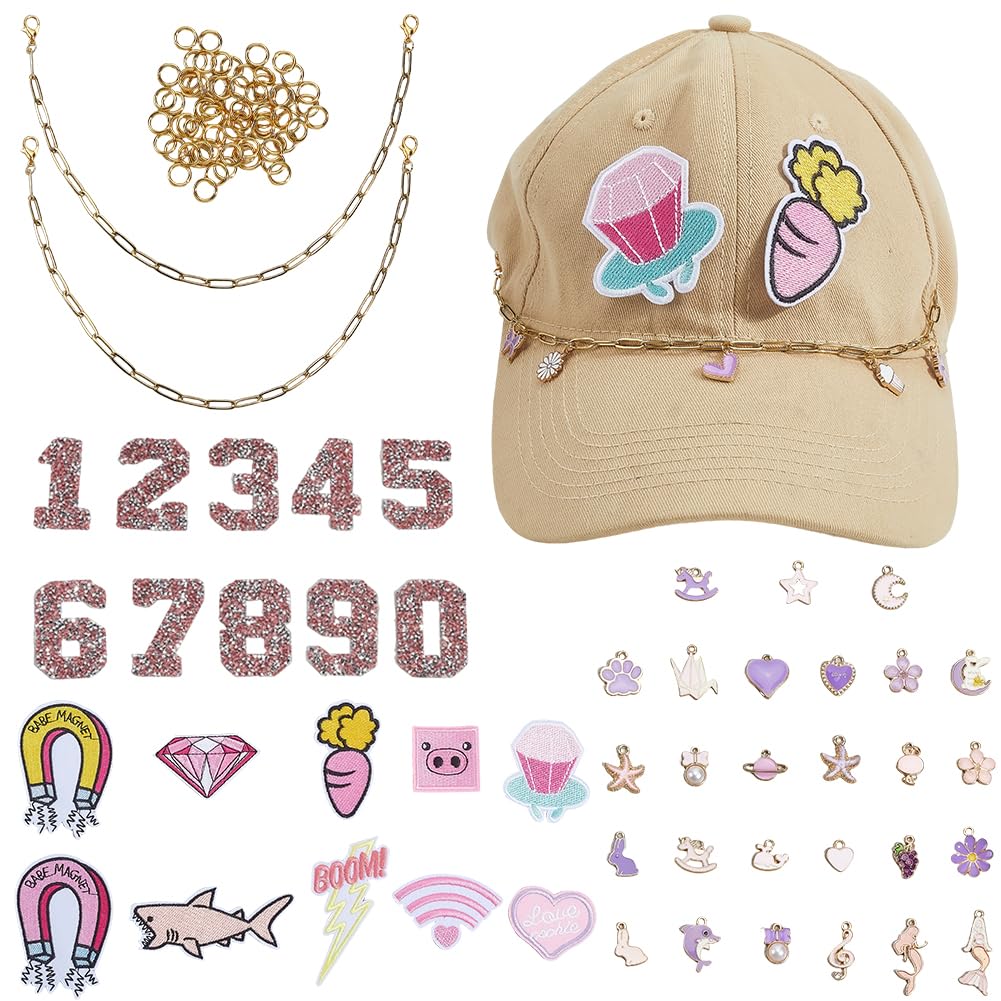 Kit accessoires pour chapeau de camionneur avec strass et patchs brodés