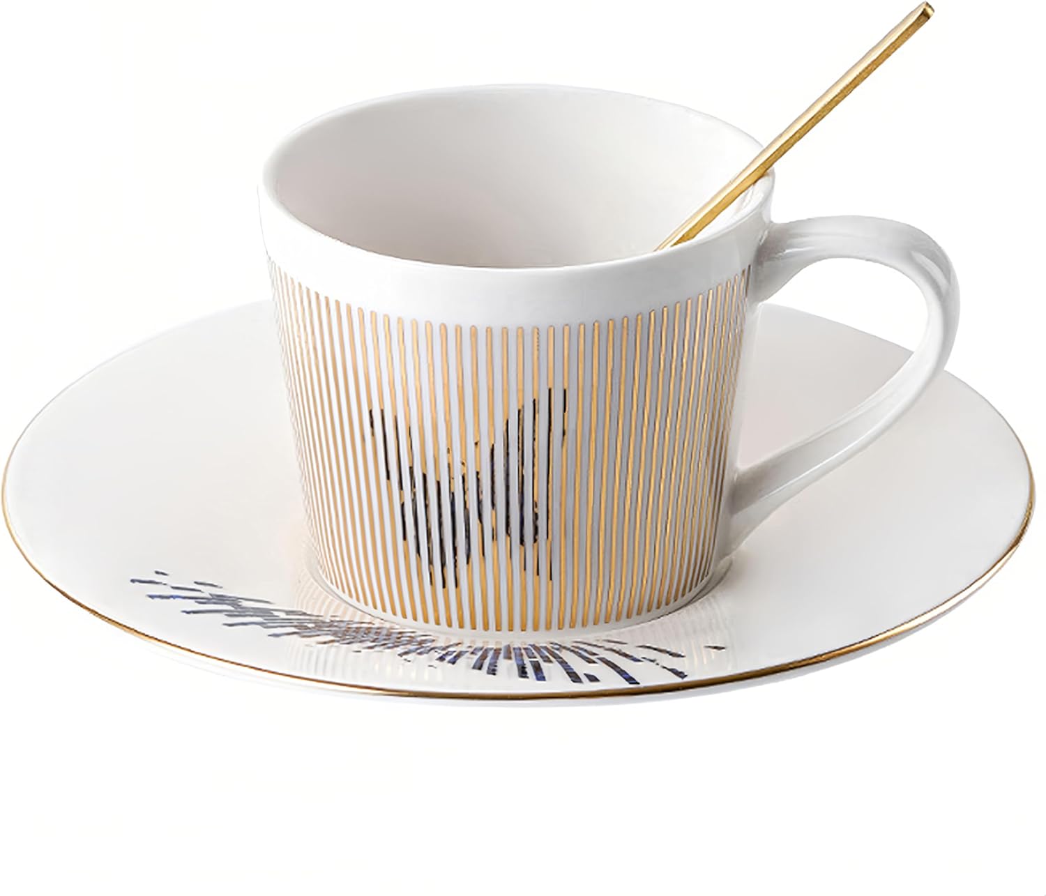 Old Craftsmen's Coffee Cup and Saucer Sets 8.45oz Unique Dynamic Mirage Reflection Tea Cup Luxury Porcelain Mirror Ceramic Mug Gifts for Cappuccino Espresso 250ml Hummingbird