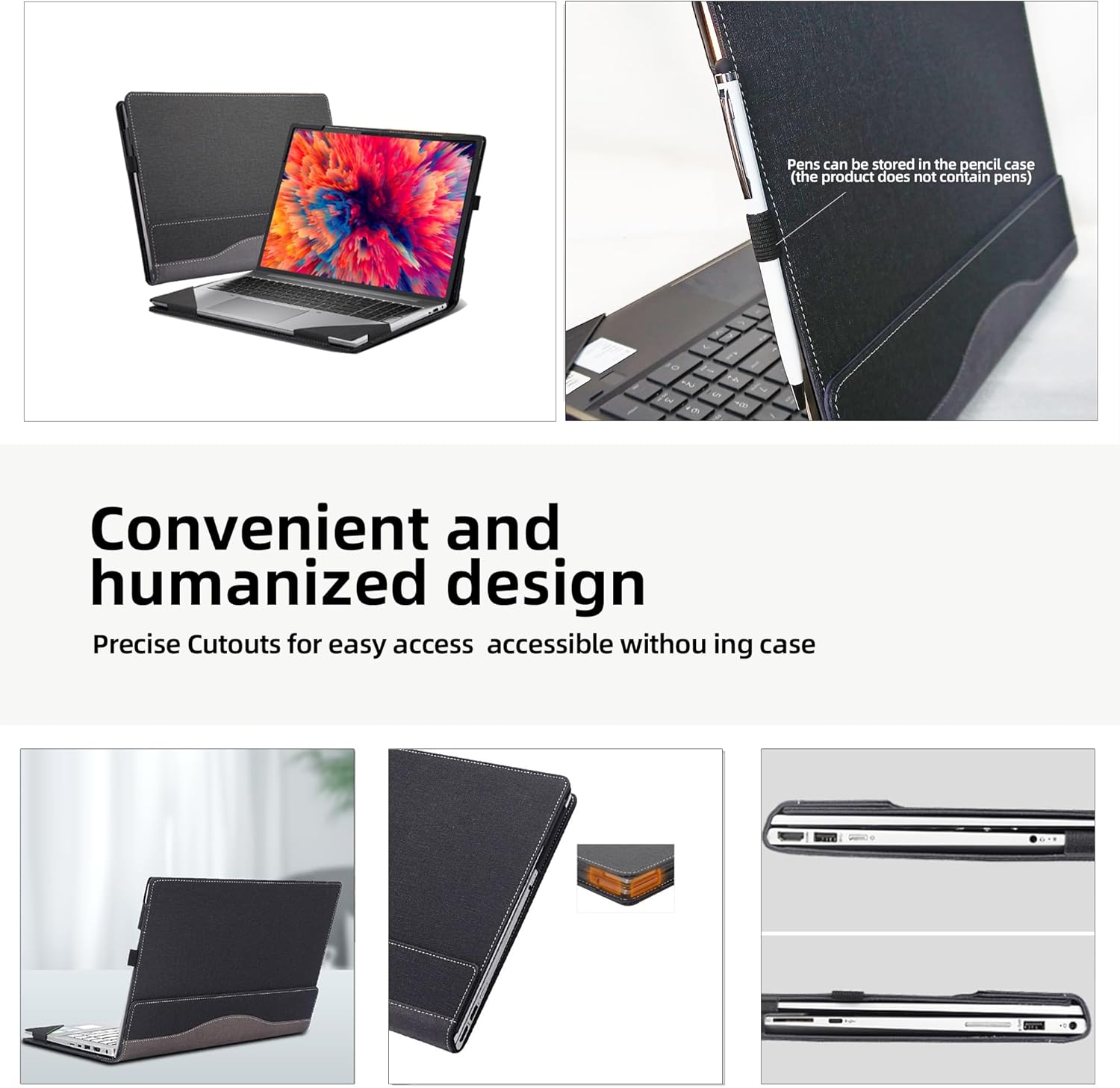 Laptop Case Cover for HP ZBook Firefly 14 G9 14" | ZBook Firefly G10 14" Mobile Workstation Notebook Sleeve Computer Bag Protective PU Leather Shell (Dark Gray)