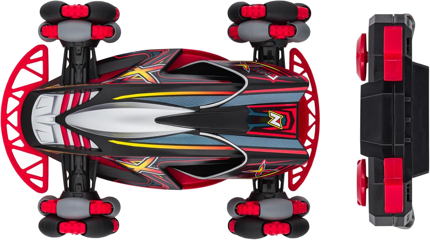 Top view of Nikko RC Omni X car and side view of remote control