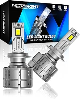 H7 LED Headlight Bulbs 40000LM, NOVSIGHT 2022 Upgrade 900% Brighter 6500K Cool White H7LL LED Headlights High and Low Beam Conversion Kit 200W Super Bright LED Bulb Hi/Lo Beam, Halogen Replacement