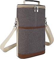 Vista 10 de ALLCAMP - Bolsa de vino con compartimento refrigerador, juego de picnic que lleva dos juegos de vajilla