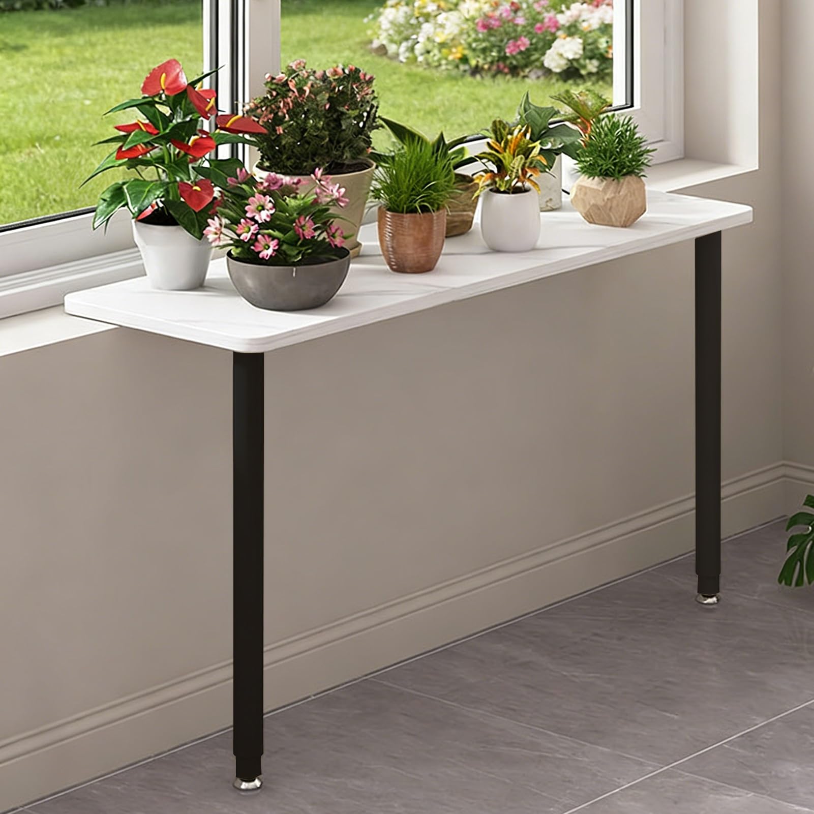 UZAMIRLEX Window Sill Extender Plate, No-Drill Adjustable Window Sill Plant Shelf Multicolor Multiple Sizes(Black,W30cm/11.8" L80cm/31.5)
