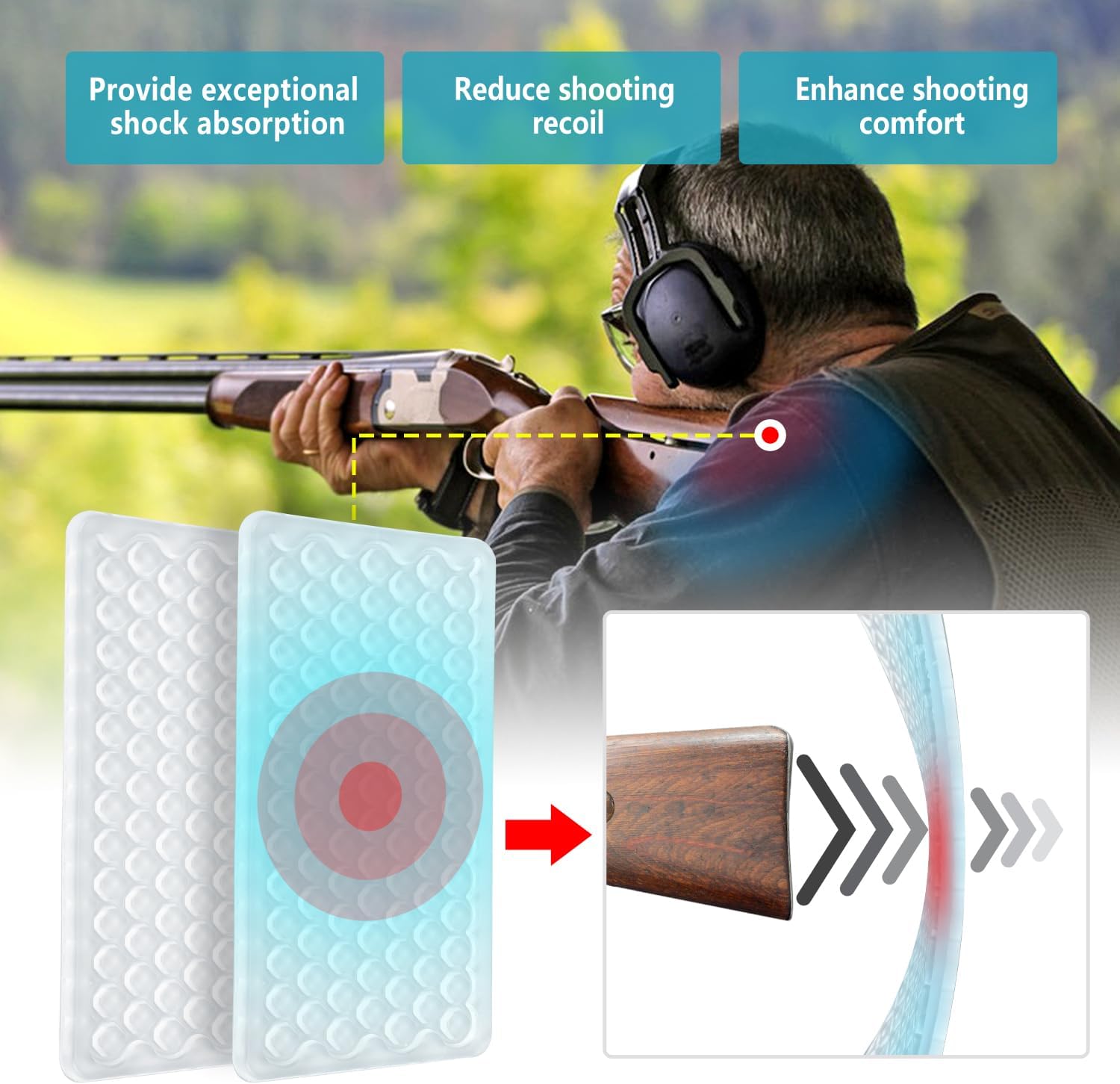 Ludex Recoil Pad Replace OEM Browning Reactar G3 Recoil Pad, for Shooting Shirt or Vests, Enhance Shooting Comfort with Precision and Durability, Shoulder Pads for Shooting Vests