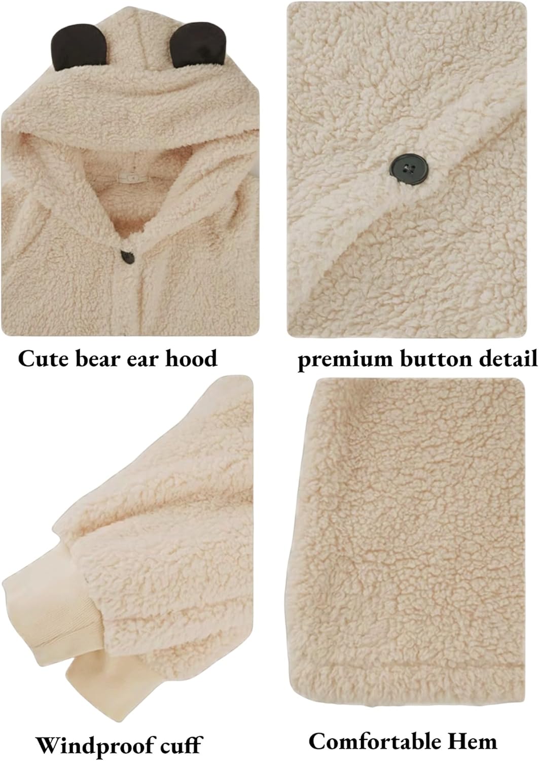 Plush Hooded Bear Cloak Pajamas for Women Winter,Fuzzy Sleep Robe Warm Cozy Fleece Lined Loungewear Christmas