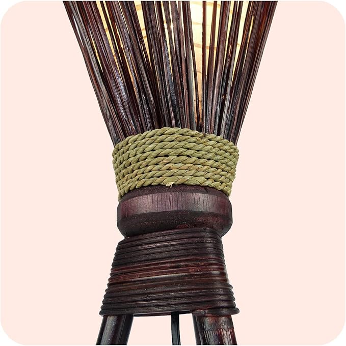 Simandra Staande lamp "Jungle" 60x35cm • Bali lamp in oranje & wit • uitzonderlijke vloerlamp van natuurlijke materialen • Sfeerlicht van 100% traditioneel handwerk • Aziatische decoratielamp • Sfeerverlichting van Simandra photo 3