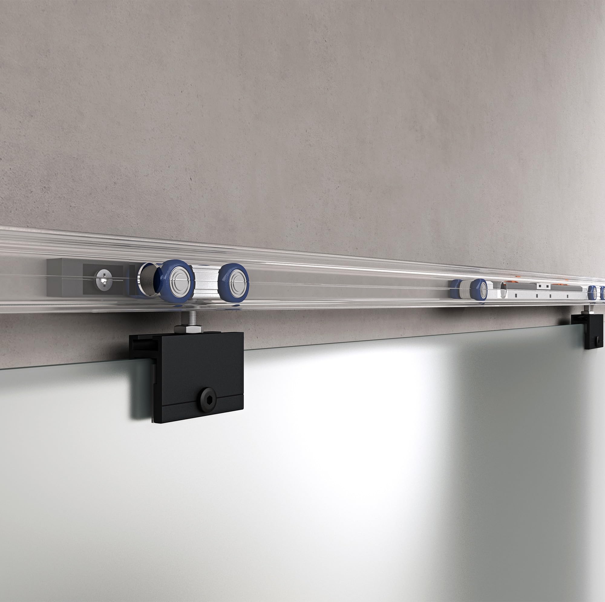 doporro Glasschiebetür Komplettset Softclose 102,5x215cm ESG Vollsatiniert | 15mm Wandabstand | Schiebetür mit 8mm ESG-Sicherheitsglas | Zimmertür Glas mit Schwarz Stangengriff | Amalfi-plus 14H