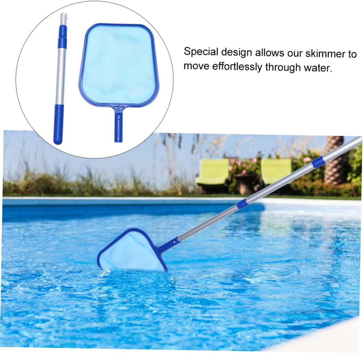 Happyyami 1Set Adjustable Pool Net with Handle Leaf Rake Cleaning Tool for Swimming Pool Fountain Lightweight Mesh Design for Easy Debris Collection Blue