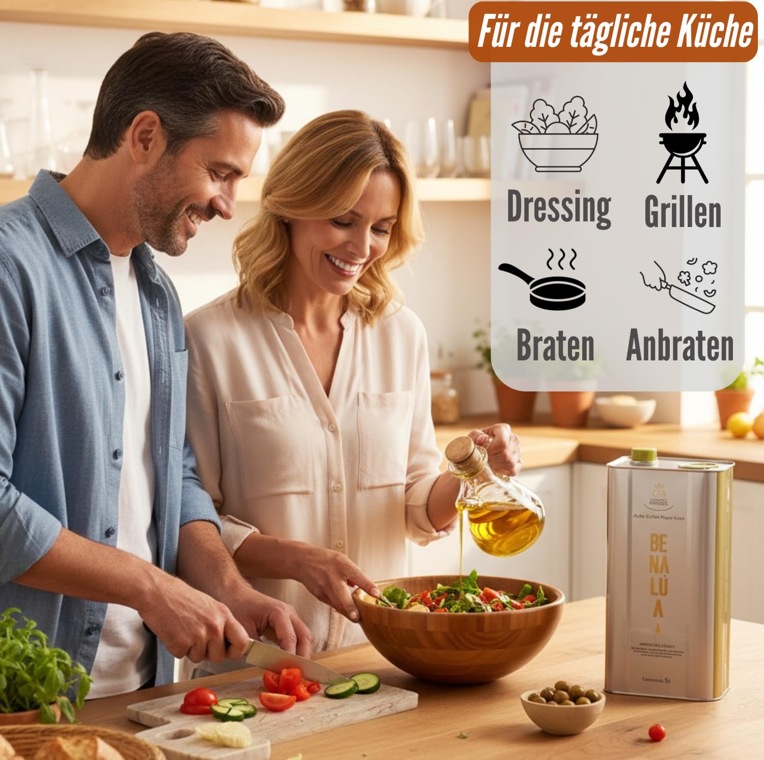 Olivenöl 5 Liter Extra Natives - Neue Ernte 2026 - Spanisches Olivenöl (Testsieger 2025) Kaltgepresst im 5L Kanister - Premium Qualität & Polyphenolreich