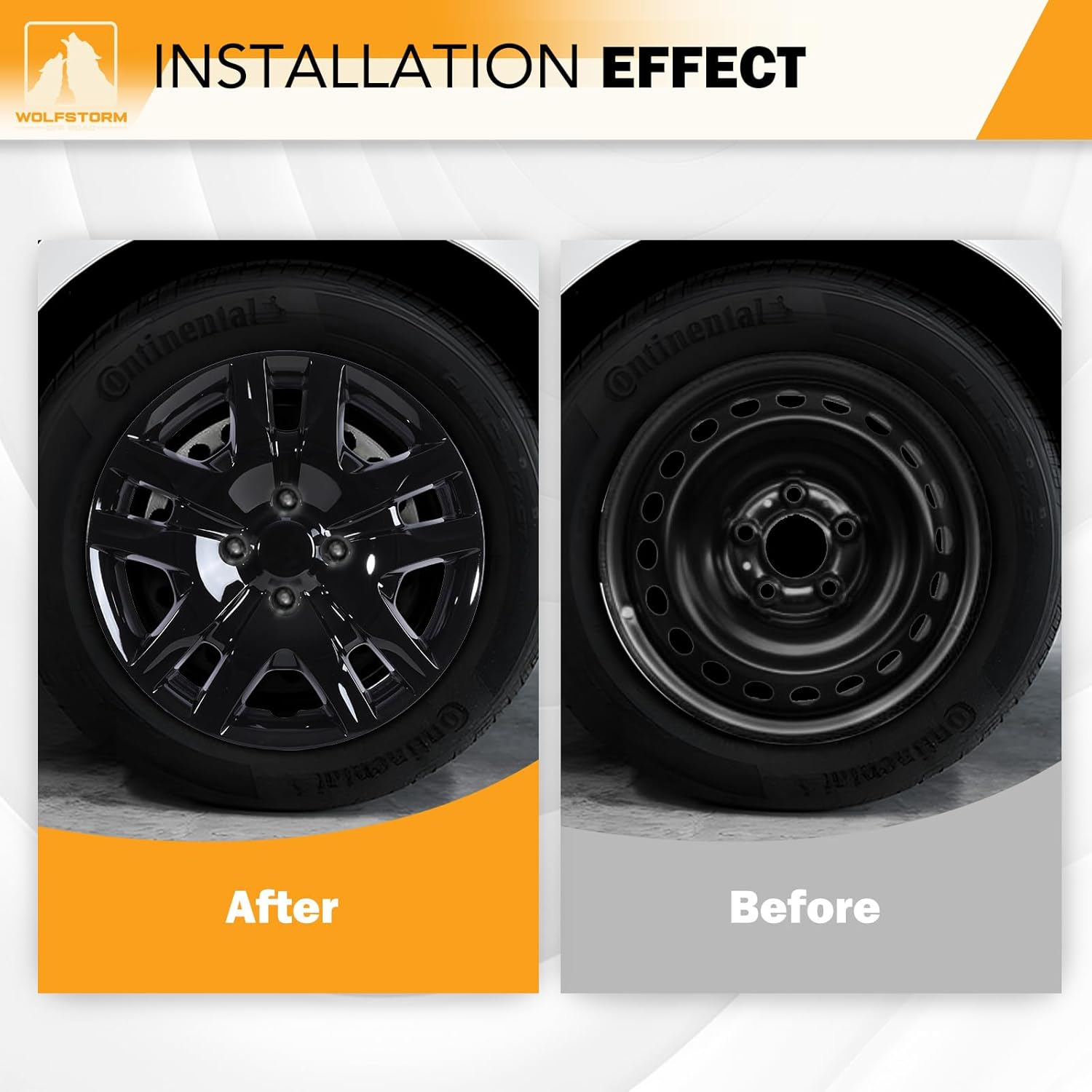 WOLFSTORM 16" Black Lacquer Hubcaps for Ni-ssan Sentra 2007-2012, Bolt-On Design Set of 4 Wheel Rim Covers Compatible with Steel Wheels, PP Hubcaps, 16 Inch Lacquer Lacquer 4-Pack