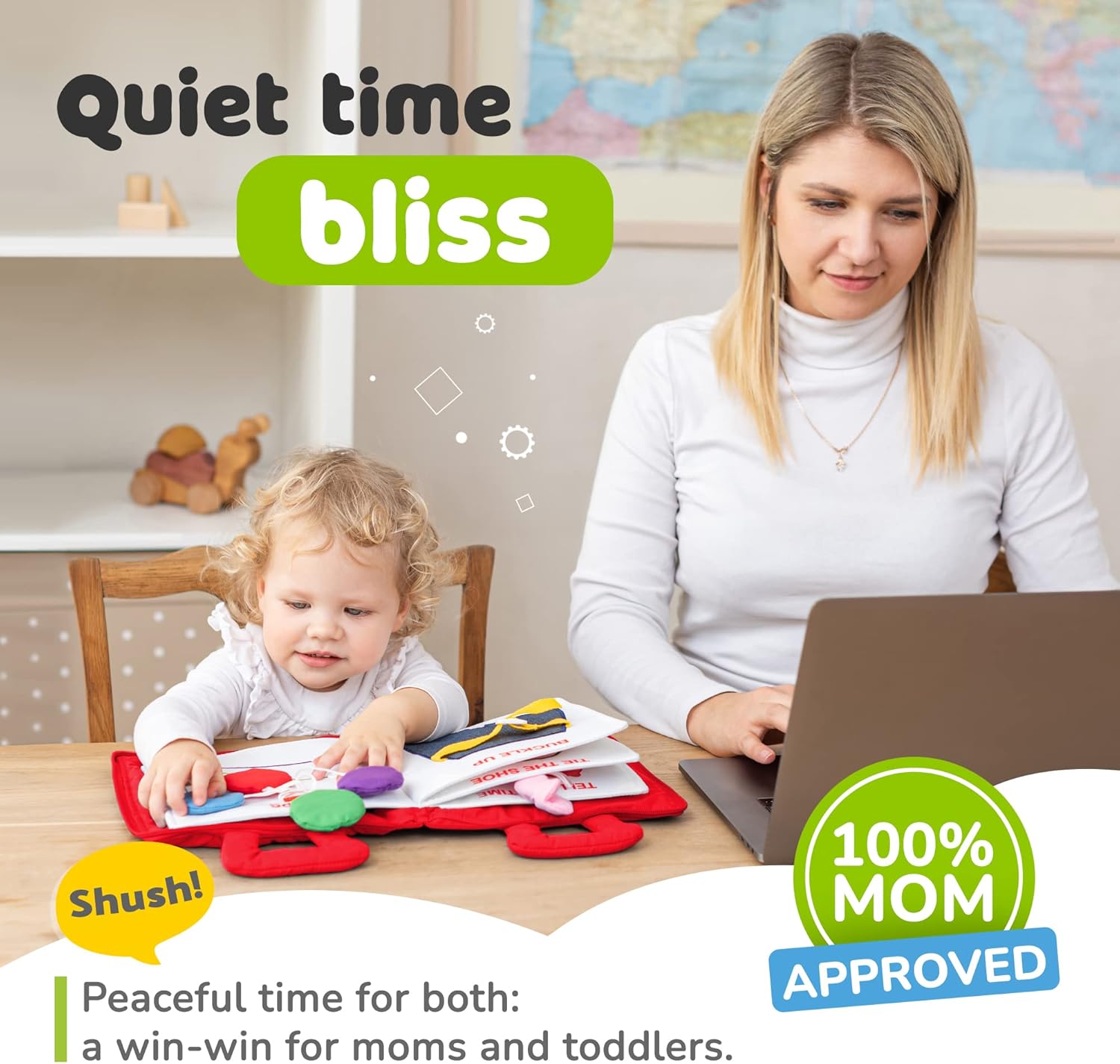 deMoca Travel Toys for Toddlers, Quiet Book for Toddlers 1-3, Baby Travel Toys for Airplane Car Rides, Montessori Busy Book for 1 Year Old with All Parts Attached, Felt Activity Pad, No Noise Gift