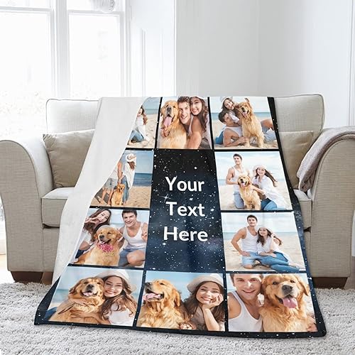 Miniatura 8 de Mantas personalizadas con fotos, manta personalizada con imagen para familia, mamá, papá, parejas, bebé, manta de fotos personalizada con collage de