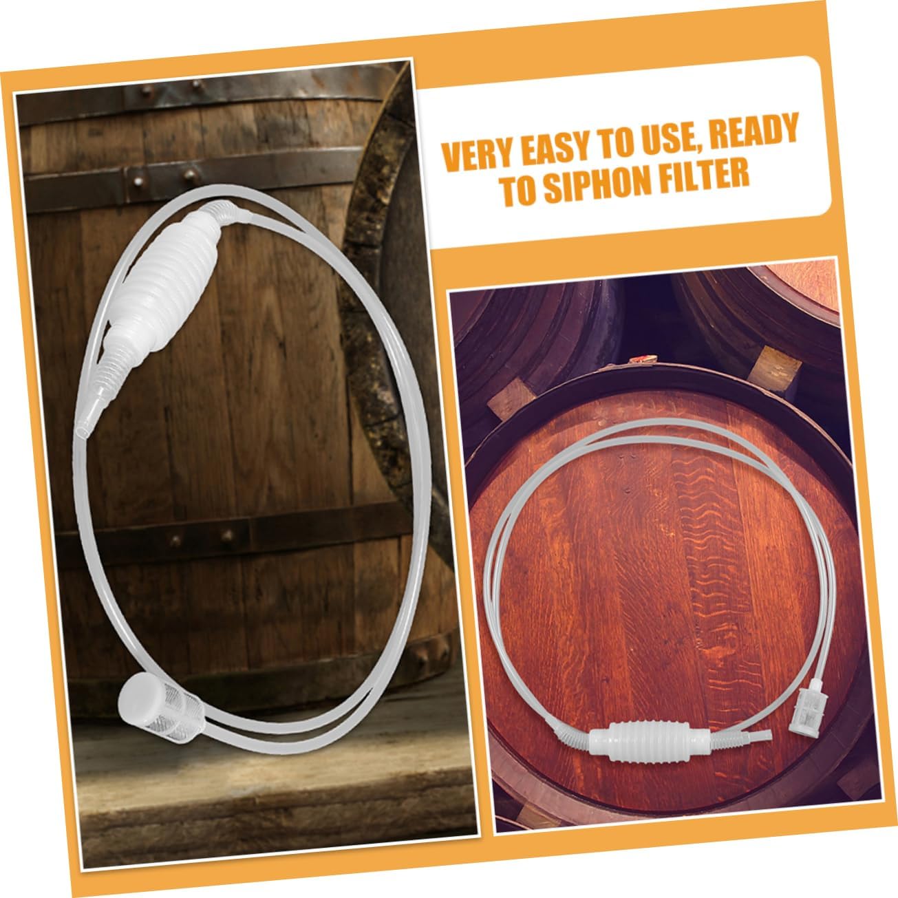 2pcs White Plastic Siphon Tube Hose for Wine Bottling Oktoberfest Party