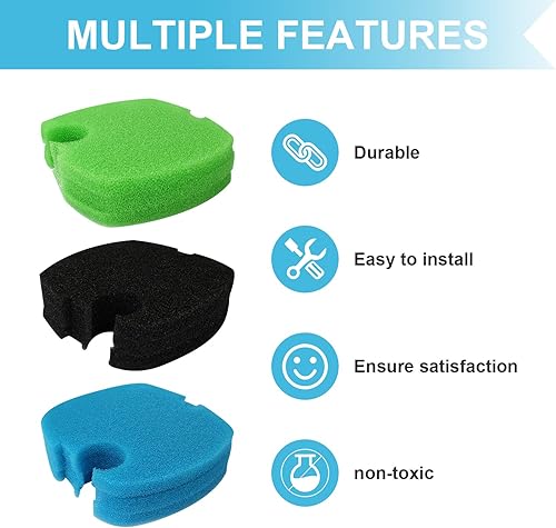 Miniatura 3 de Almohadillas de filtro para recipiente de acuario (9 piezas) de repuesto para almohadillas de filtro SUNSUN HW-304B/404B/704B/3000 CF500, esponjas