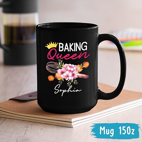 Miniatura 5 de Tazas de panadero personalizadas con nombre, taza de cerámica personalizada para hornear Queen, taza de porcelana para hornear, el mejor regalo para