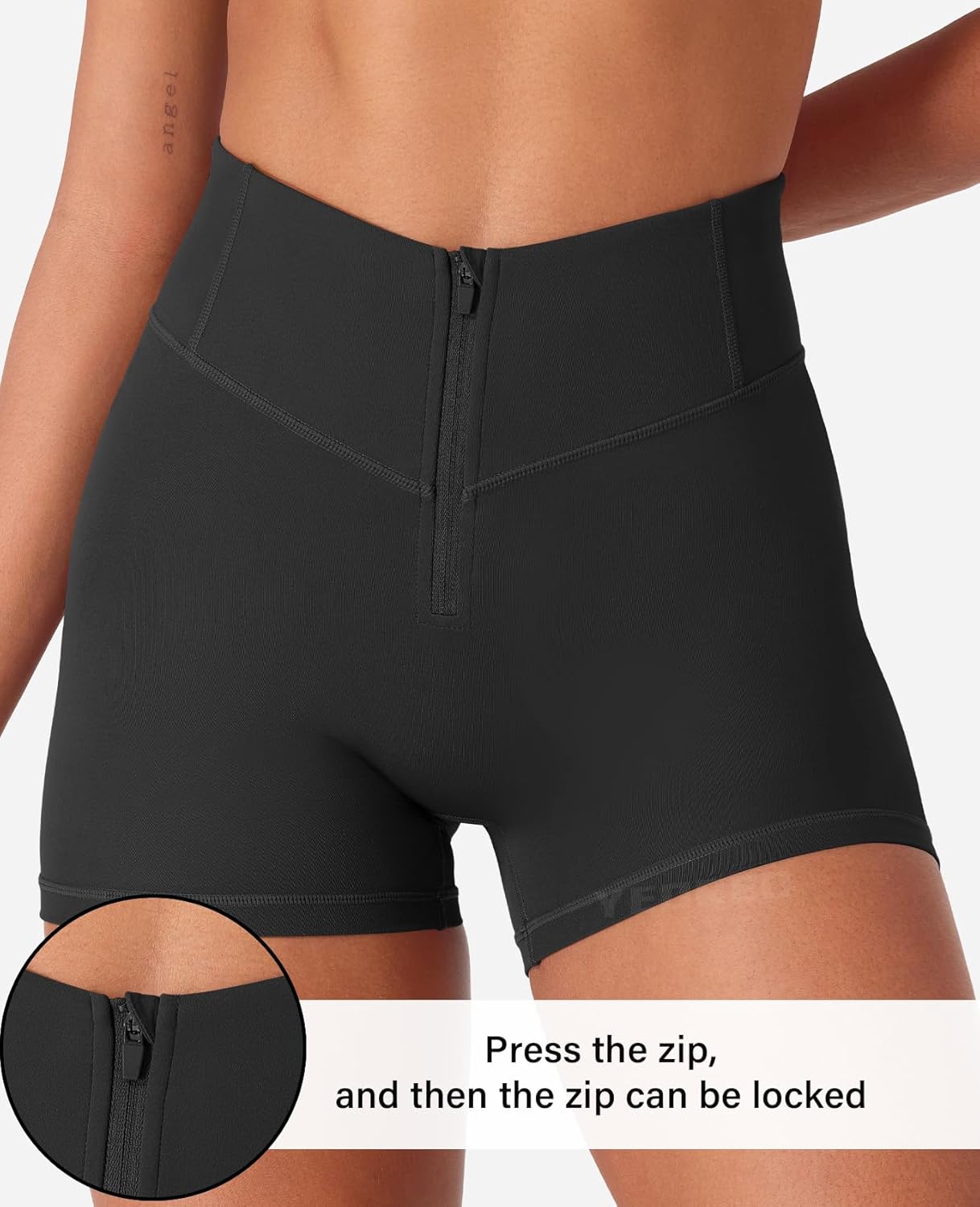 YEOREO CoreFlex Cargo Pocket Workout Shorts for Women Scrunch Zipper 3.6" High Waisted Yoga Gym Shorts - Image 2