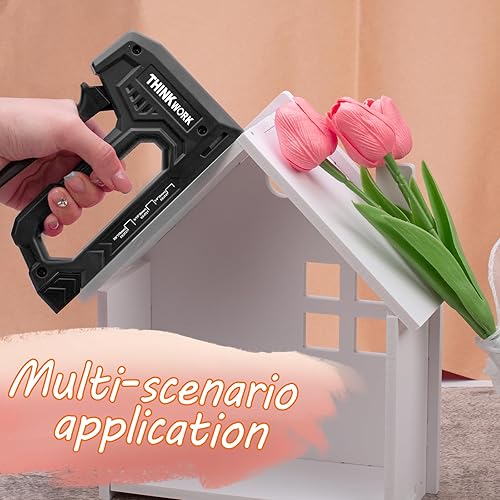 Miniatura 17 de Juego de 27 pistolas de grapas rosadas, uso doméstico, 3 en 1 con 900 grapas, pistola grapadora para madera resistente, tela, manualidades