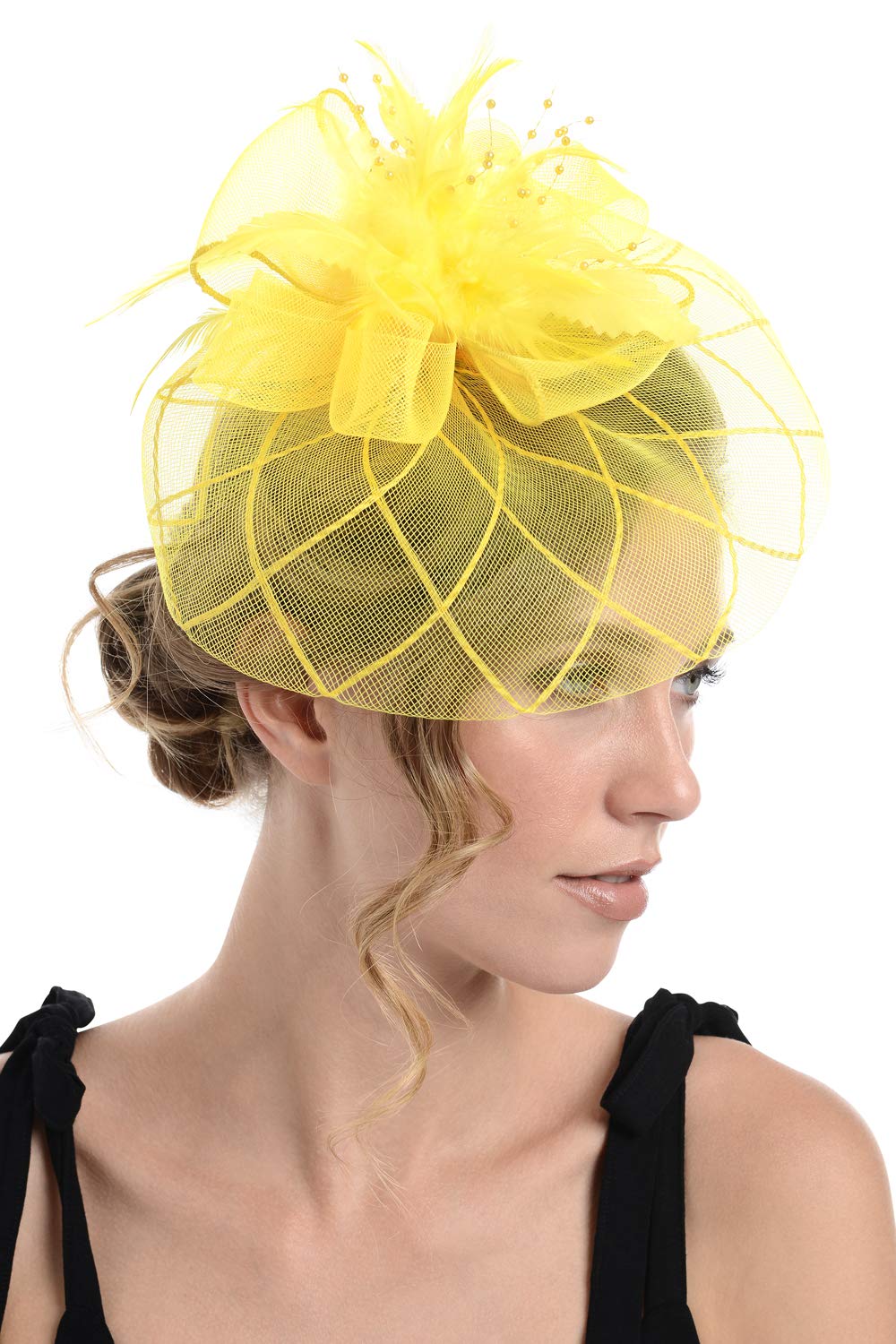 Zac's Alter Ego Lace & Net Fascinator with Feathers on Clip or Aliceband