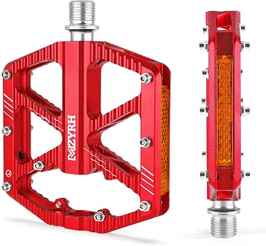 MZYRH Road/Mountain Bike Pedals,Bicycle Pedals with Reflectors,Aluminum Alloy MTB Pedals 3 Sealed Bearings Bicycle Platform Pedals 9/16" BMX Road Bike Pedal