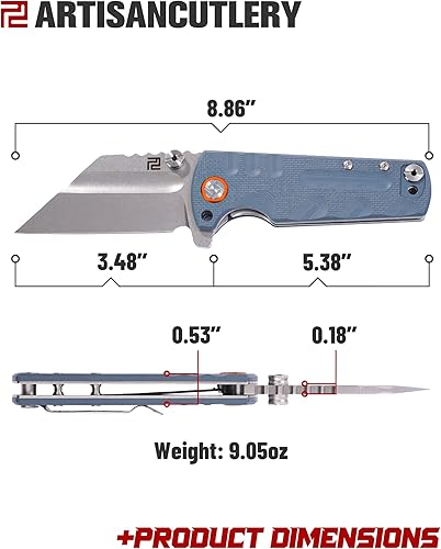 Miniatura 10 de ARTISANCUTLERY Cuchillo táctico Proponent Cuchillo plegable D2 Hoja de acero con mango G10 Hoja fija EDC Cuchillo para caza, campamento y