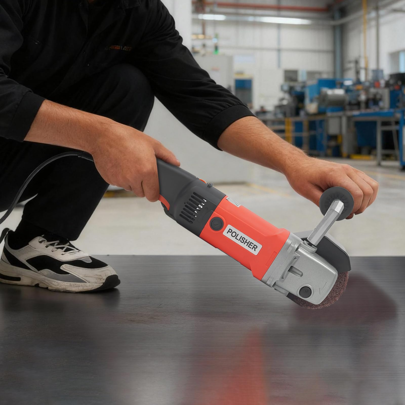 Ponceuse À Rouleau 1400 W - Ponceuse À Brosse - Polisseuse - 8 Vitesses Réglables - Pour Bois, Métal, Acier Inoxydable, Sols, Pierre, Carrelage, Plastique, Surfaces Peintes